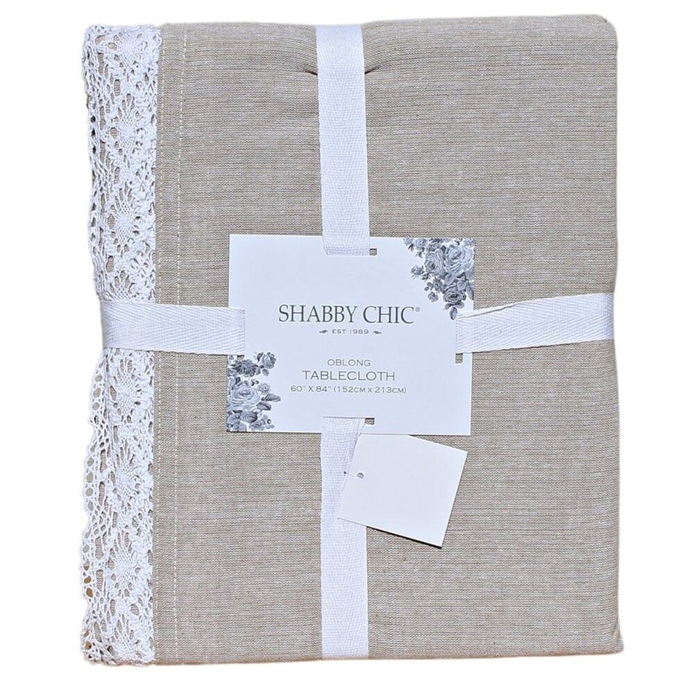 Shabby Chic Cotton Tablecloth 60" X 84" Farmhouse Prairie Romantic Cottage Lace